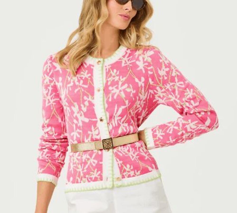 NWT Lilly Pulitzer - Manzie Cardigan- Size S - Confetti Pink Liza Jacquard